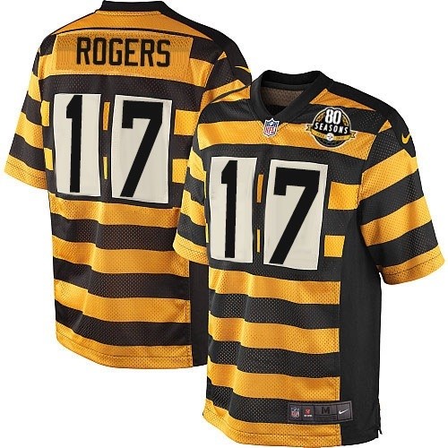 Men's Elite Eli Rogers 80th Anniversary Nike Jersey Gold/Black Alternate - #17 Throwback NFL Pittsburgh Steelers